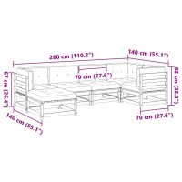 vidaXL Soffgrupp för trädgården med dynor 6 delar massiv furu - Bild 12