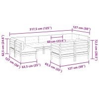 vidaXL Soffgrupp för trädgården med dynor 9 delar vaxbrun massiv furu - Bild 10