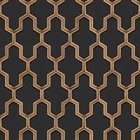 DUTCH WALLCOVERINGS Tapet Geometric svart och guld - Bild 2