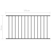 vidaXL Staketpanel pulverlackerat stål 1,7x0,75 m svart - Bild 4