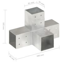 vidaXL Stolpbeslag X-form galvaniserad metall 81x81 mm - Bild 6