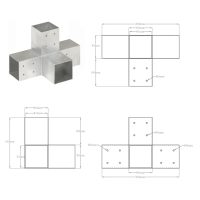 vidaXL Stolpbeslag X-form galvaniserad metall 81x81 mm - Bild 7