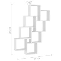 vidaXL Vägghylla kubformad vit 90x15x119 cm konstruerat trä - Bild 6