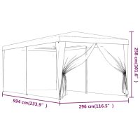 vidaXL Partytält med 6 sidoväggar i nät 3x6 m HDPE röd - Bild 7