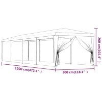 vidaXL Partytält med 10 sidoväggar i nät 3x12 m HDPE blå - Bild 7