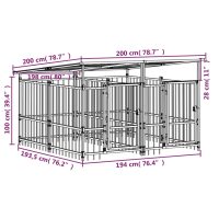 vidaXL Hundgård för utomhusbruk med tak stål 3,75 m² - Bild 7