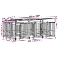 vidaXL Hundgård för utomhusbruk med tak stål 5,63 m² - Bild 7