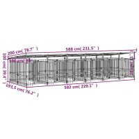 vidaXL Hundgård för utomhusbruk med tak stål 11,26 m² - Bild 7