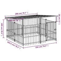 vidaXL Hundgård för utomhusbruk med tak stål 3,75 m² - Bild 7