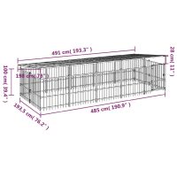 vidaXL Hundgård för utomhusbruk med tak stål 9,38 m² - Bild 7