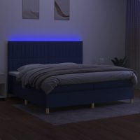 vidaXL Ramsäng med madrass & LED blå 200x200 cm tyg - Bild 4