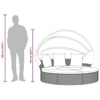 vidaXL Solsäng med tak och dynor brun konstrotting - Bild 9