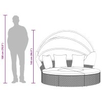 vidaXL Solsäng med tak och dynor svart konstrotting - Bild 9