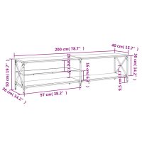 vidaXL Tv-bänk svart 200x40x50 cm konstruerat trä och metall - Bild 9