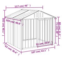 vidaXL Hundkoja med tak svart 117x103x102 cm galvaniserat stål - Bild 5