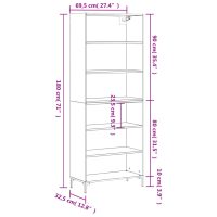 vidaXL Högskåp svart 69,5x32,5x180 cm konstruerat trä - Bild 11