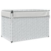 vidaXL Tvättkorg med lock vit 55,5x35x34 cm konstrotting - Bild 6