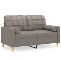 vidaXL 2-sits soffa med prydnadskuddar taupe 120 cm tyg - Bild 2