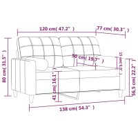 vidaXL 2-sits soffa med prydnadskuddar taupe 120 cm tyg - Bild 8