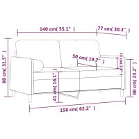 vidaXL 2-sitssoffa med prydnadskuddar gul 140 cm sammet - Bild 8