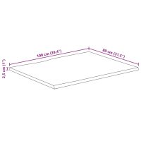 vidaXL Bordsskiva 100x80x2,5 cm levande kant massivt grovt mangoträ - Bild 9