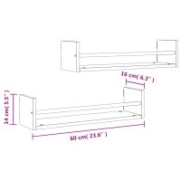 vidaXL Vägghyllor med stänger 2 st svart 60x16x14 cm - Bild 8