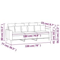 vidaXL 3-sitssoffa gräddvit 180 cm tyg - Bild 8