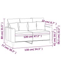 vidaXL 2-sitssoffa gräddvit 120 cm sammet - Bild 8