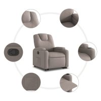 vidaXL Reclinerfåtölj med uppresningshjälp taupe tyg - Bild 7