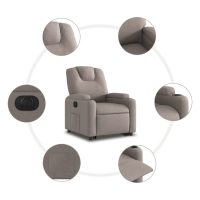 vidaXL Elektrisk reclinerfåtölj med uppresningshjälp taupe tyg - Bild 7