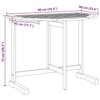 vidaXL Hopfällbart balkongbord 90x60x72 cm massivt akaciaträ - Bild 10