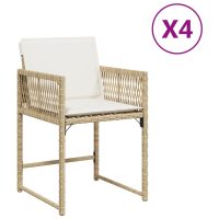 vidaXL Trädgårdsstolar med dynor 4 st beige konstrotting - Bild 2