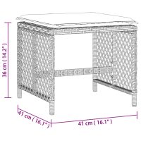 vidaXL Trädgårdspallar med dynor 4 st ljusgrå 41x41x36 cm konstrotting - Bild 11