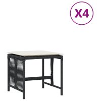 vidaXL Trädgårdspallar med dynor 4 st svart 41x41x36 cm konstrotting - Bild 2