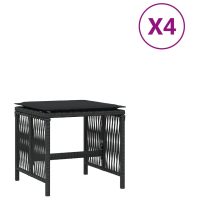 vidaXL Trädgårdspallar med dynor 4 st svart 41x41x36 cm konstrotting - Bild 2