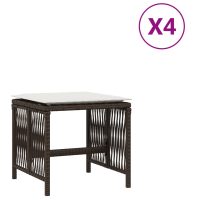 vidaXL Trädgårdspallar med dynor 4 st brun 41x41x36 cm konstrotting - Bild 2