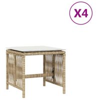 vidaXL Trädgårdspallar med dynor 4 st beige 41x41x36 cm konstrotting - Bild 2