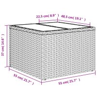 vidaXL Trädgårdsbord med glasskiva ljusgrå 55x55x37 cm konstrotting - Bild 8