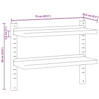 vidaXL Vägghyllor 2 nivåer 75x23,5x60 cm silver rostfritt stål - Bild 10
