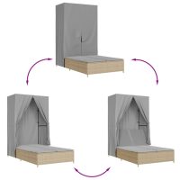 vidaXL Dubbel solsäng med tak och dynor beige konstrotting - Bild 7