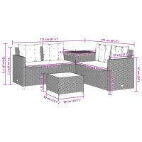 vidaXL Trädgårdssoffa med bord och dynor L-formad svart konstrotting - Bild 12