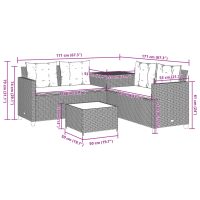 vidaXL Trädgårdssoffa med bord och dynor L-formad ljusgrå konstrotting - Bild 12