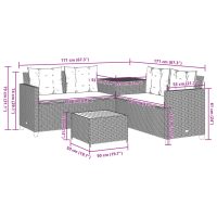 vidaXL Trädgårdssoffa med bord och dynor L-formad svart konstrotting - Bild 12