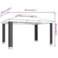 vidaXL Paviljong med dubbelt tak antracit 3,94x2,96 m stål - Bild 8