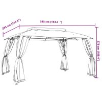 vidaXL Paviljong med dubbelt tak & nätväggar gräddvit 3,93x2,93 m stål - Bild 9