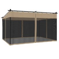 vidaXL Paviljong med nätväggar taupe 4x3 m stål - Bild 6