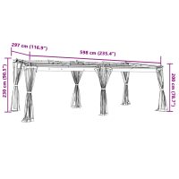 vidaXL Paviljong med nätväggar gräddvit 6x3 m stål - Bild 9