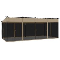 vidaXL Paviljong med nätväggar taupe 6x3 m stål - Bild 6