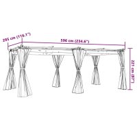 vidaXL Paviljong med draperi gräddvit 6x3 m stål - Bild 9