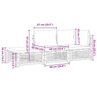 vidaXL Soffgrupp för trädgården med dynor 3 delar massivt akaciaträ - Bild 12